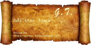 Götter Timur névjegykártya