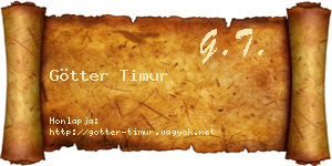 Götter Timur névjegykártya